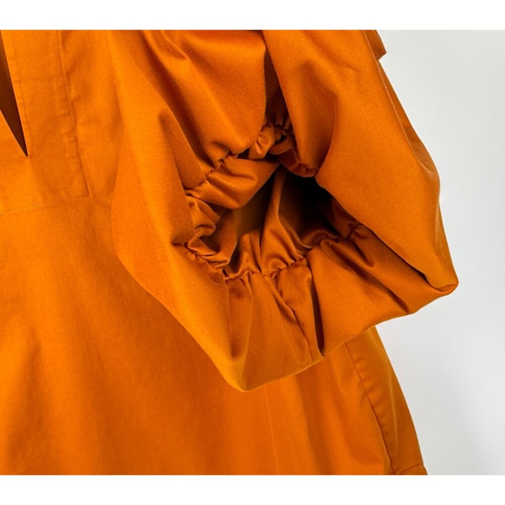 Chico's Puff-Sleeve Boho Smocked Blouse Top Orange Size 14 - Picture 3 of 6